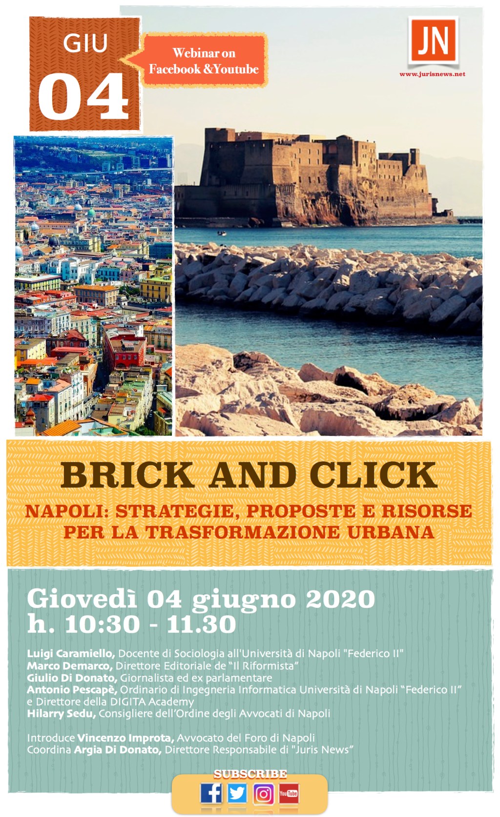 BRICK AND CLICK – Napoli: strategie, proposte e risorse per la trasformazione urbana – Diretta streaming questa mattina h. 10,30&nbsp;📟