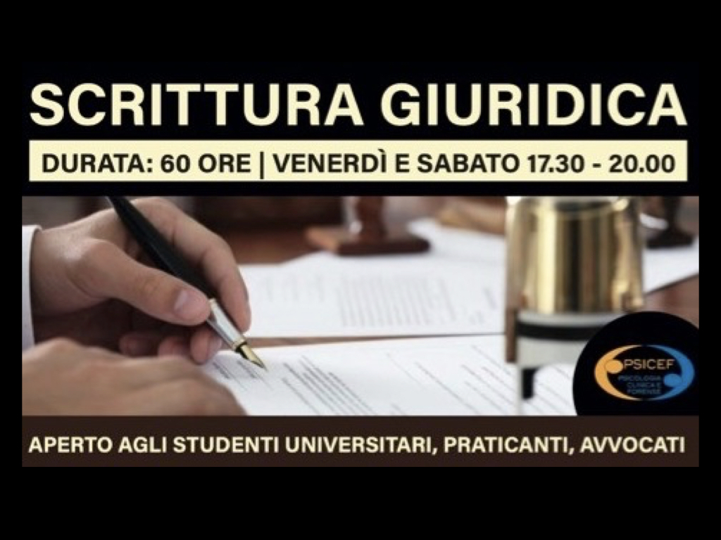 Al via il “Corso di scrittura e comunicazione giuridica” organizzato dal PSICEF: il primo incontro il 2&nbsp;ottobre