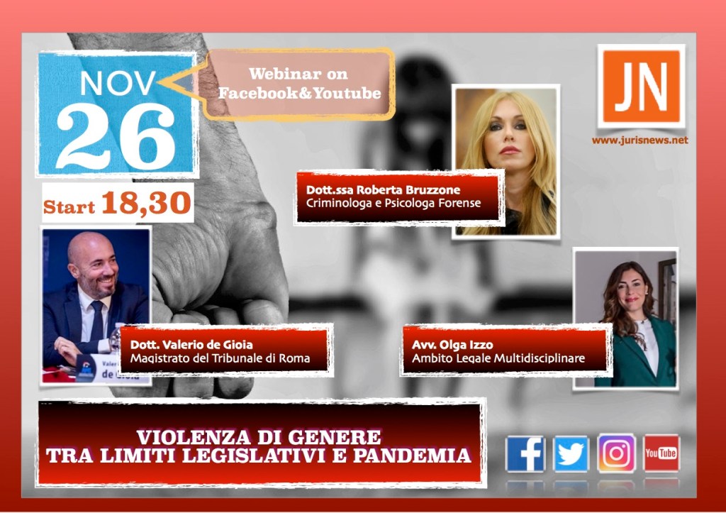 🔴 #Violenza di #genere tra #limiti #legislativi e #pandemia 🔴 – L’evento in diretta streaming questo pomeriggio, h.&nbsp;18,30📟