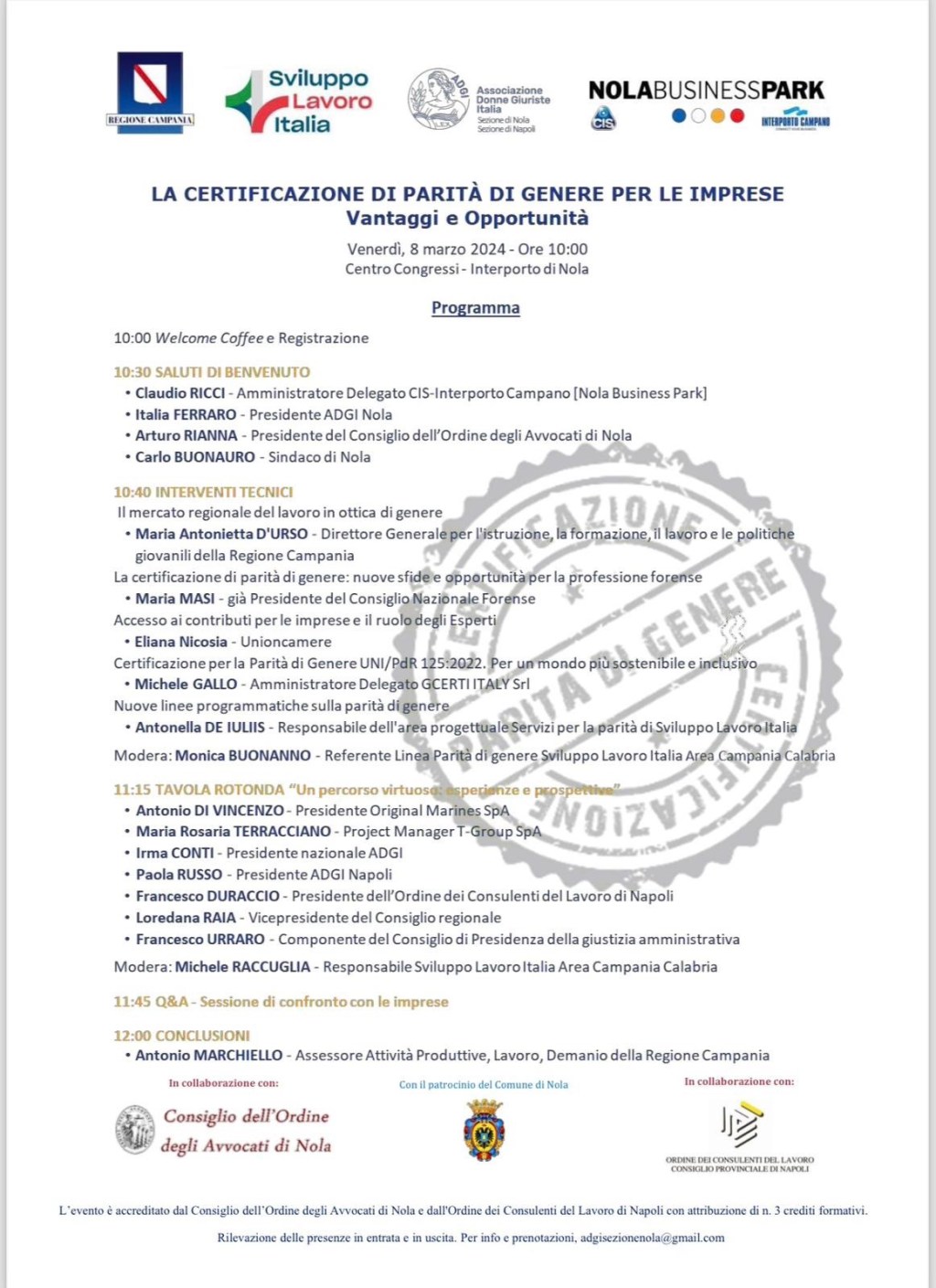 Certificazioni di genere per le aziende. Vantaggi e opportunità: l’evento all’interporto&nbsp;Nolano